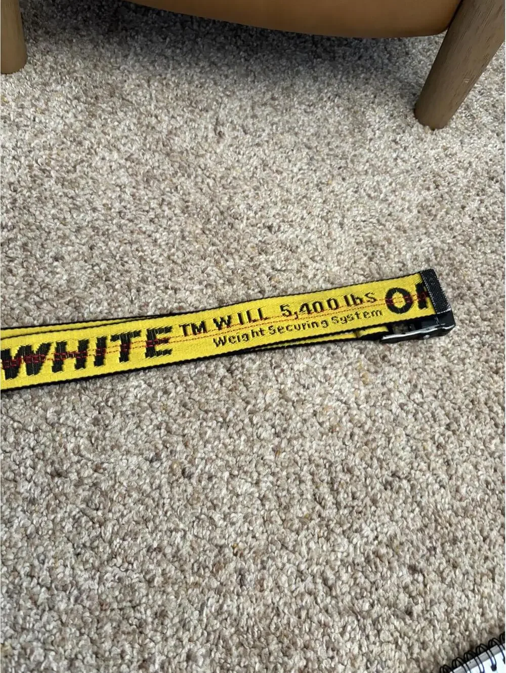 Off-White industrial yellow web logo belt